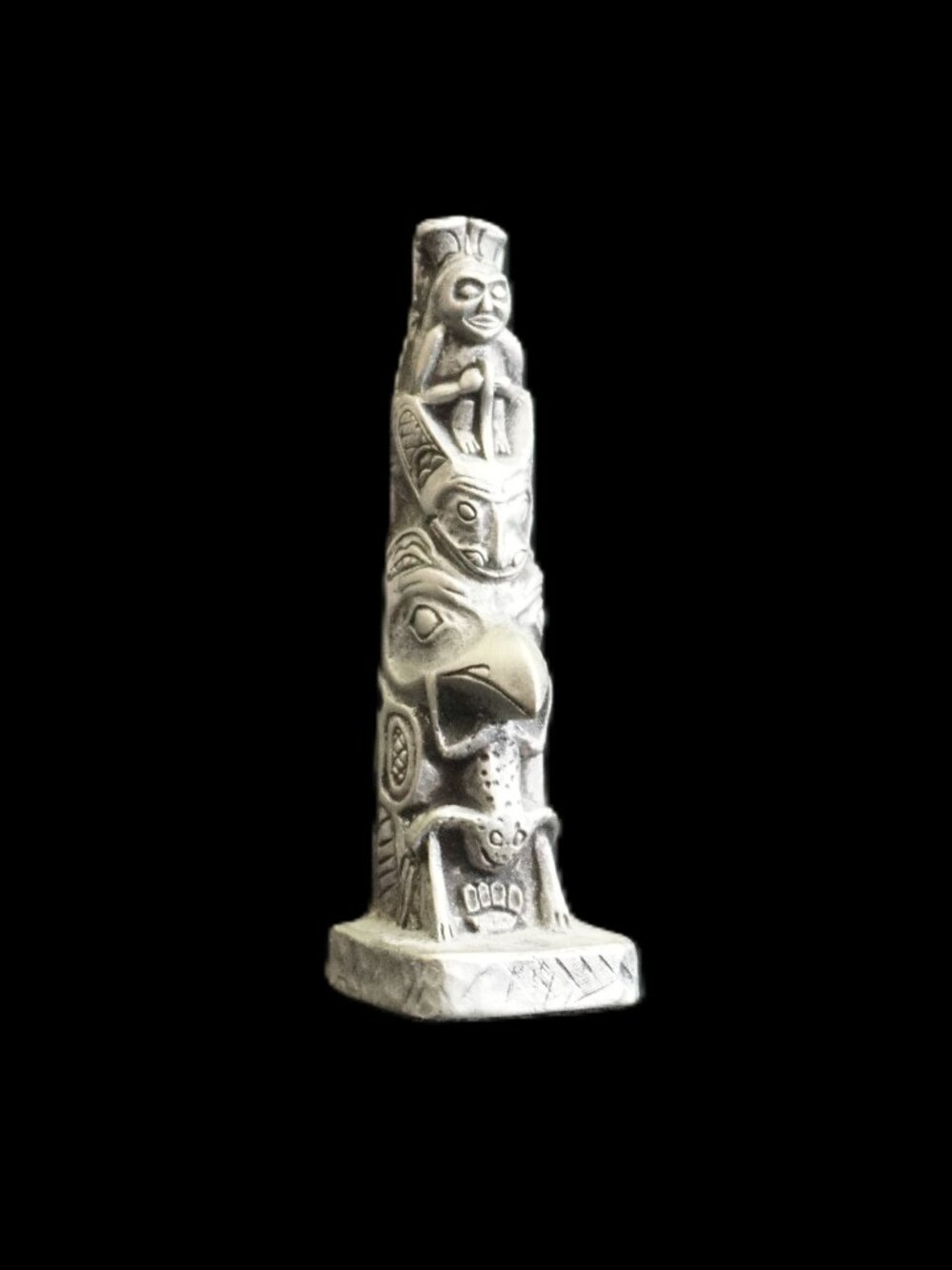Vintage Boma Totem Pole Made in Canada Miniature Pewter Figure